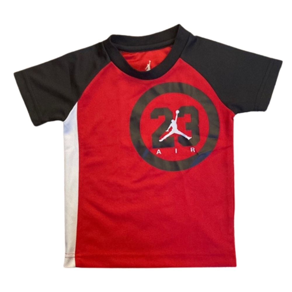 JORDAN 3T short sleeve shirt red and black toddler top